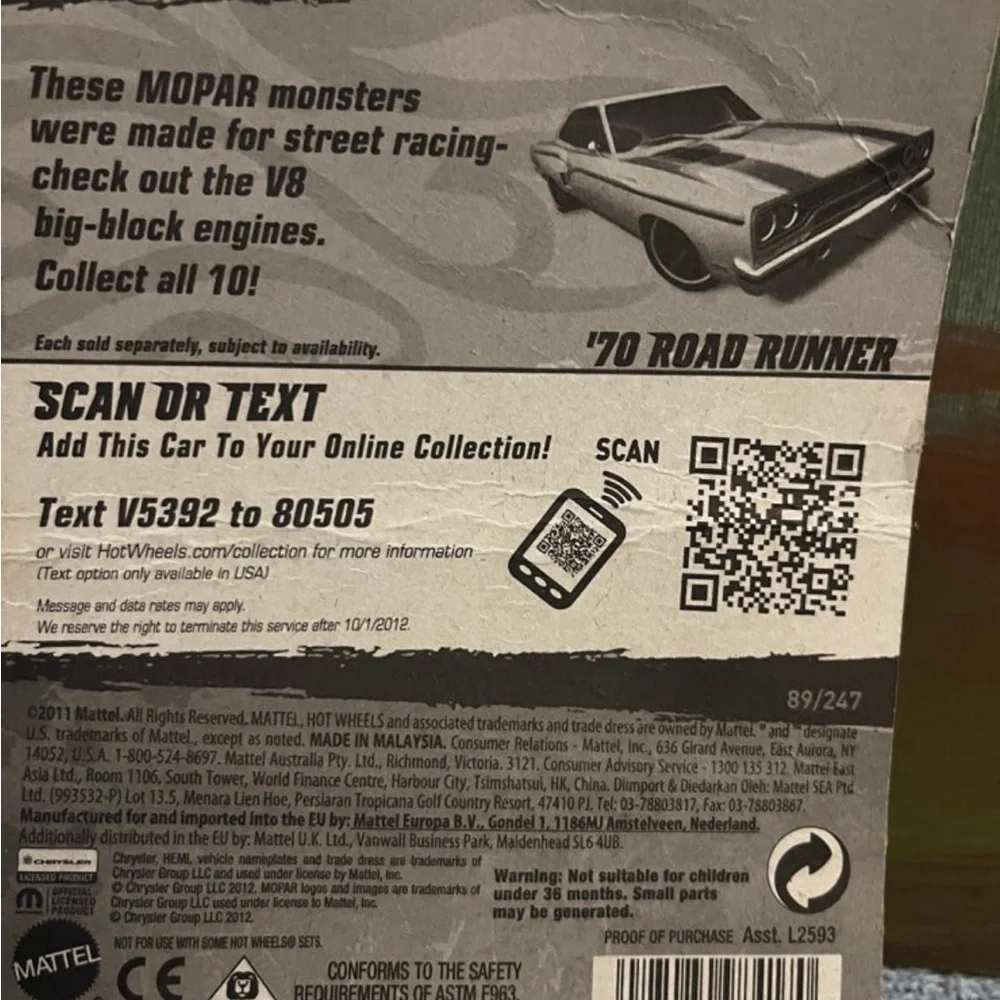 Hot Wheel 70 Road Runner Muscle Mania